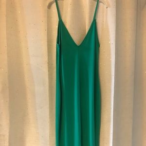 Green spaghetti strap dress
